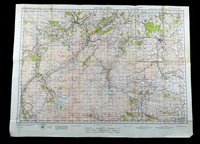 Dufftown Map WW2 MILITARY MAP Dufftown Huntly Scotland Moray British War Office ...
