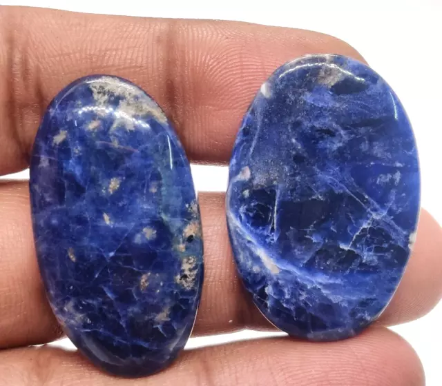 Natural Magnificent Sodalite Oval Shape Cabochon Handmade Loose Gemstone 65 Cts