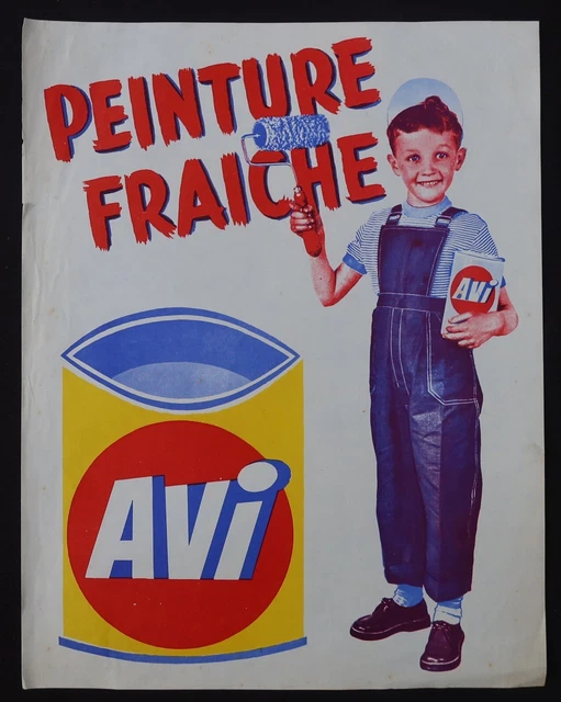 GRANDE ÉTIQUETTE ATTENTION A LA PEINTURE FRAICHE AVI paint label EUR 15 ...