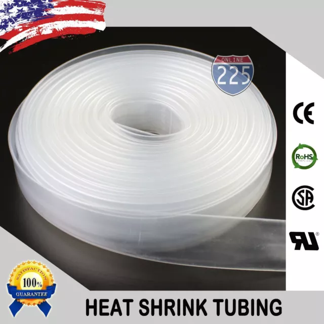 50 FT. 50' Feet CLEAR 3/4" 19mm Polyolefin 2:1 Heat Shrink Tubing Tube Cable US