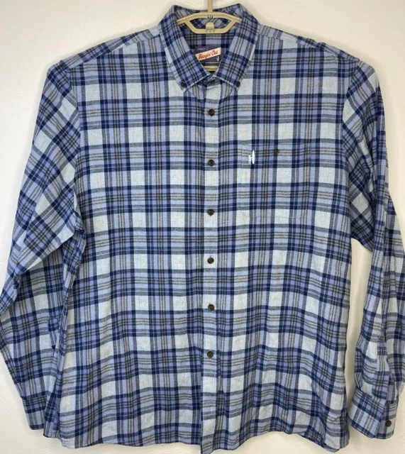 Johnnie O Hangin’ Out Keller Plaid Flannel Shirt Mens XL Laguna Blue Cotton
