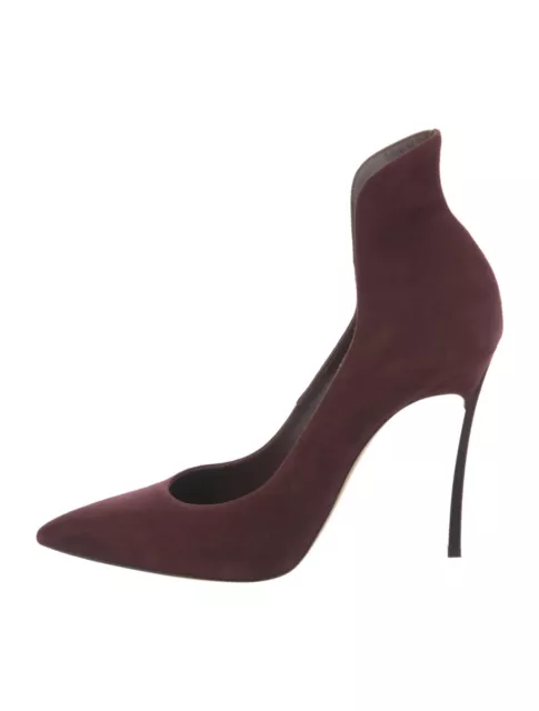 CASADEI Burgundy Suede Pumps Blade Heels Size 9 Good Used Condition