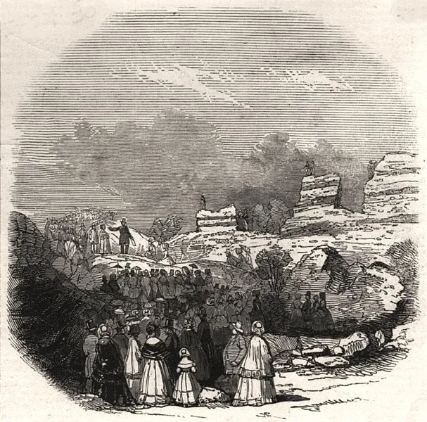 Excursion to Burgh Castle, Norwich. Norfolk, antique print, 1847