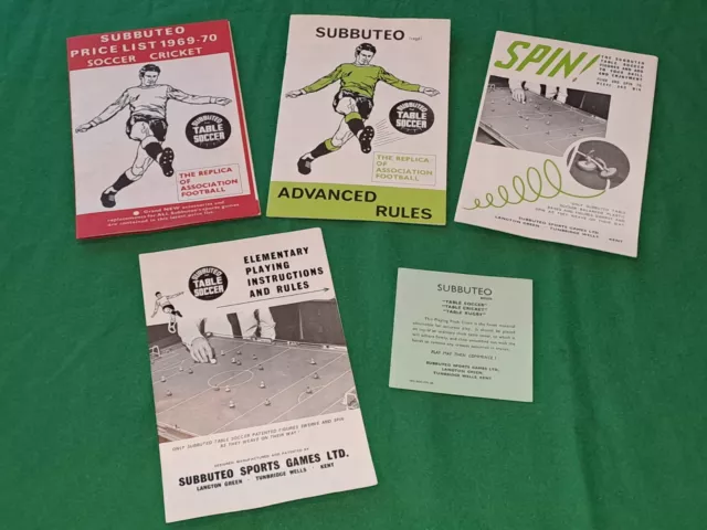 Subbuteo Catalogue 1969-1970 Price List, Advanced & Elementary Rules, Spin!...