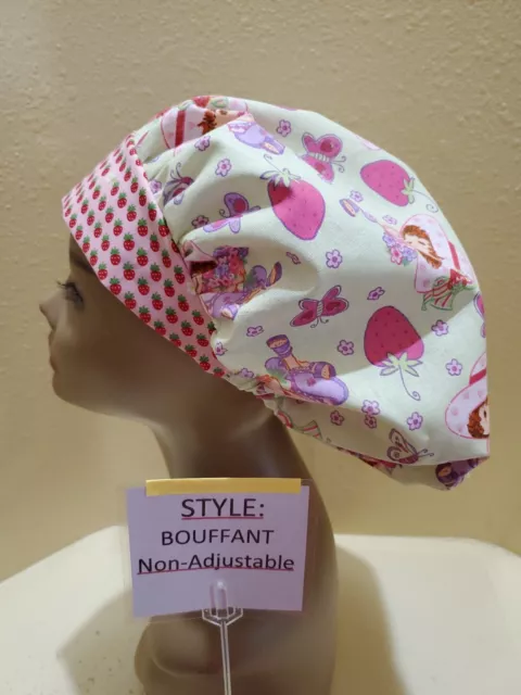 Strawberry Shortcake Women's Bouffant Surgical Scrub Hat/Cap Handmade