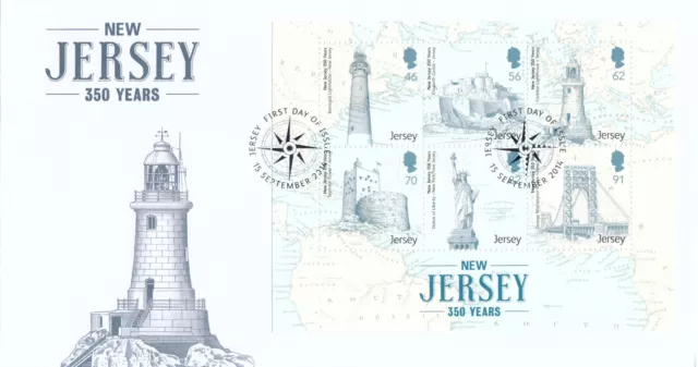 (132982) New Jersey minisheet GB Jersey FDC 2014