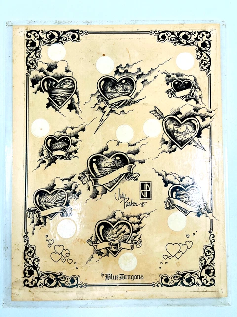 Flash de colección Tattoo Shop #17 años 90 dragones azules Judy Parker corazones amor decoración