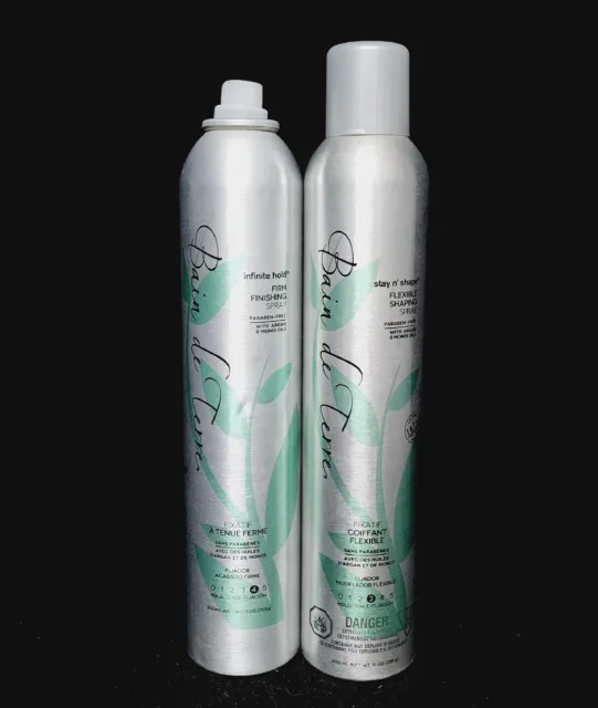 (paquete de 2) spray de conformación flexible Stay N' Shape de Bain De Terre 9 oz cabello *LEER*
