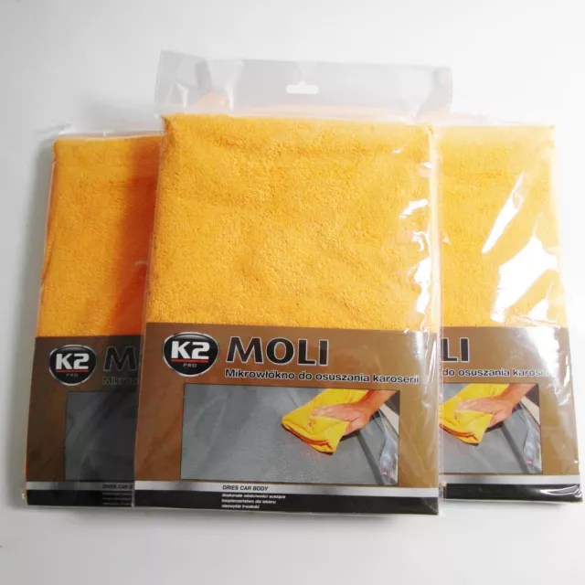 3x K2 Tissu en Microfibre XXL " Moli " Orange 60x60cm M435