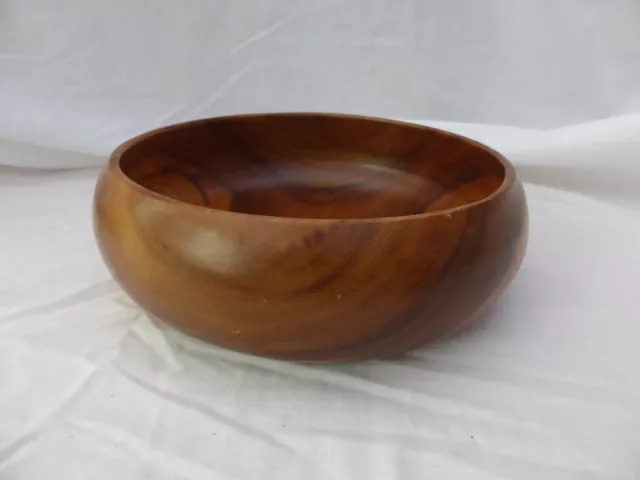 VINTAGE 26cm ROUND CALABASH WOOD SALAD/BREAD BOWL