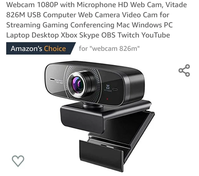 VITADE Webcam 1080P 60fps with Microphone for Streaming, 682H Pro HD USB  Computer Web Camera Video Cam for Gaming Conferencing Mac Windows Desktop  PC