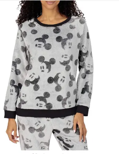Disney Mickey Mouse Women's 2Pc Fleece Jogger Lounge Set Gray Size XXL