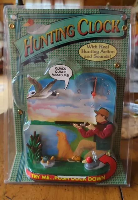 Vintage Original Duck Hunting Clock w Funny Sounds & Movement! Great Gift - READ