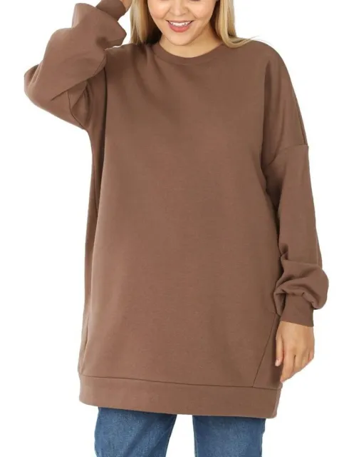 Zenana Womens Sweatshirt Plus 1X 2X 3X Round Neck Oversize