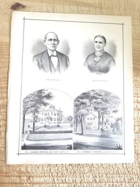 RES OF CHARLES POTWINE & THOMAS H POTWINE,SODUS,NY.1887 13.7" x 11.5 ART PRINT*