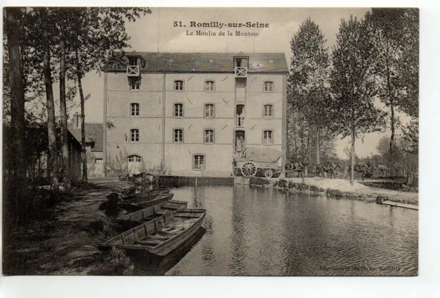 ROMILLY SUR SEINE  - Aube - CPA 10 - le Moulin de la Montois Attelage 3 chevaux