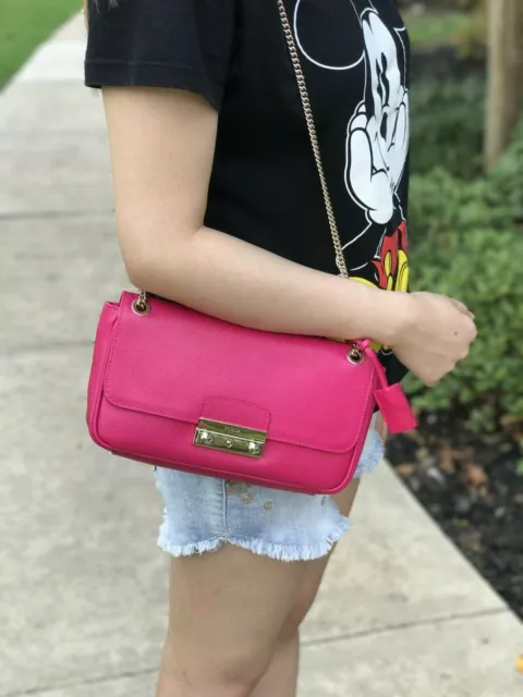 Furla Pink Studded Leather Julia Crossbody Bag Furla