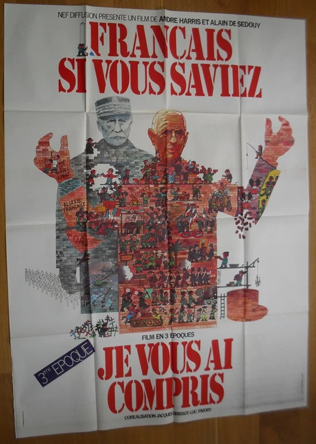 FRANCAIS SI VOUS SAVIEZ 3eme epoque affiche cinema 160x120 cm originale '72