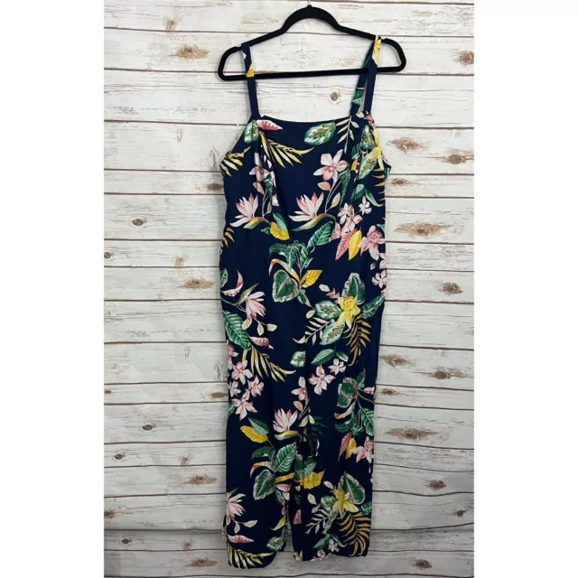 Old Navy Blue Floral Square Neck Cami Wide Leg Jumpsuit Plus Size 2X