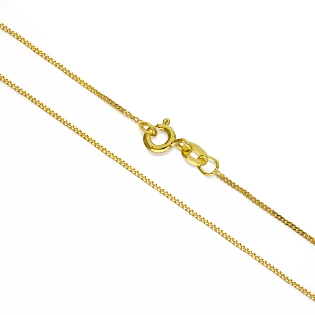 Gold Plated Sterling Silver Fine Diamond Cut Curb Chain 14 - 32 " Inches