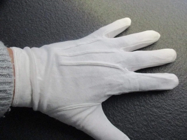 Gants Blancs en Coton pour Cérémonie et Mariage - 3 Nervures Élégantes