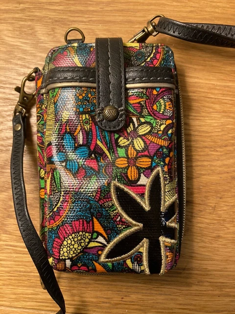 SAKROOTS MULTI COLOURED phone case cross body mini bag with strap
