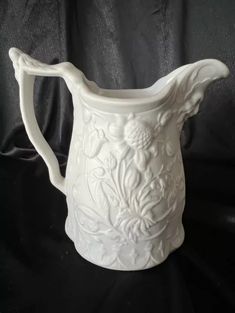 Rare Vintage Portmeirion Parian British Heritage Bisque Pitcher Green Man Floral