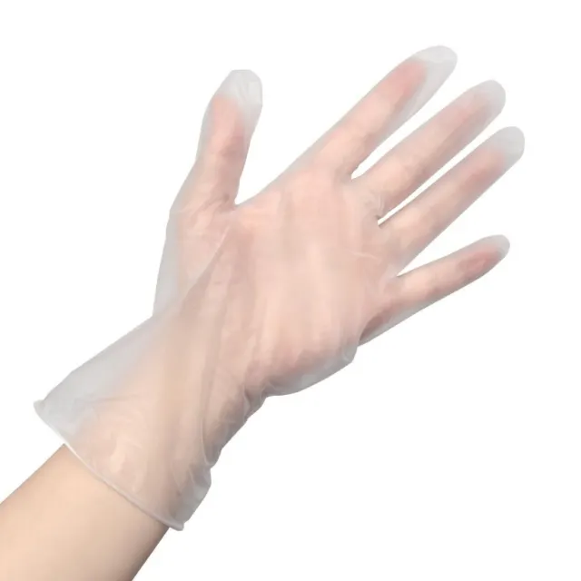 Vogue Powder Free Clear Vinyl Food Prep Gloves Strong - Size M - Pack of 100