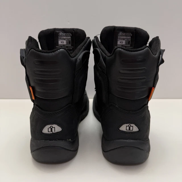 Icon Stormhawk Waterproof Motorcycle Boots Boa Lace Black Leather 
