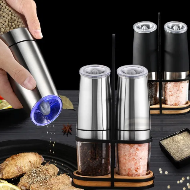 Electric Salt and Pepper Grinders Stainless Steel Automatic Gravity Herb Spice