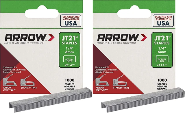 214 Genuine JT21 1/4-Inch Staples, 1,000-Staples - 2 Pack