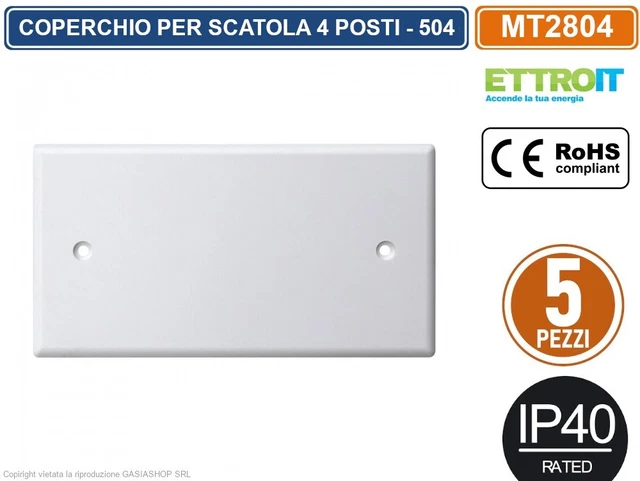 Copri Cassetta 3 Poste - 5 Pezzi Bianchi Con Viti A Scomparsa - Foto 2