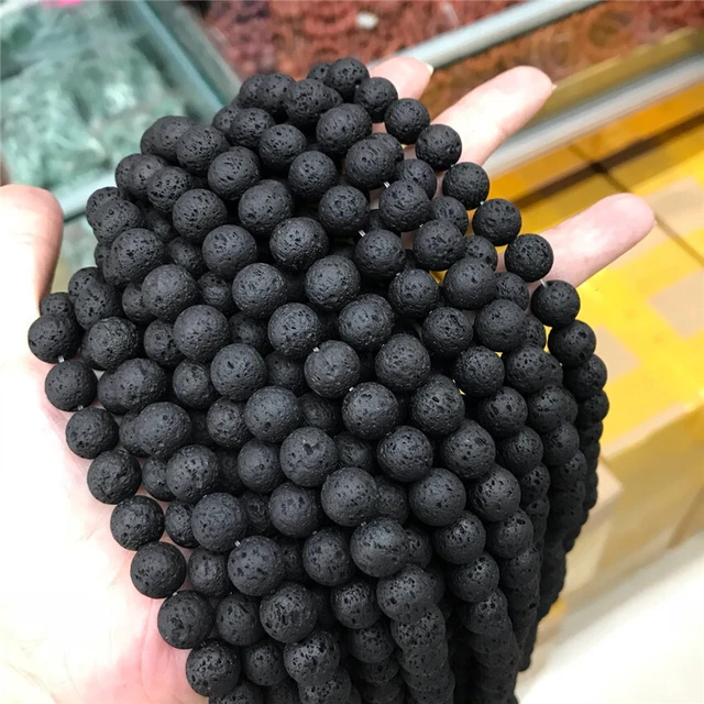 Natural Volcanic Rocks Loose Beads Making Jewelry 15 inches Shining Wholesale