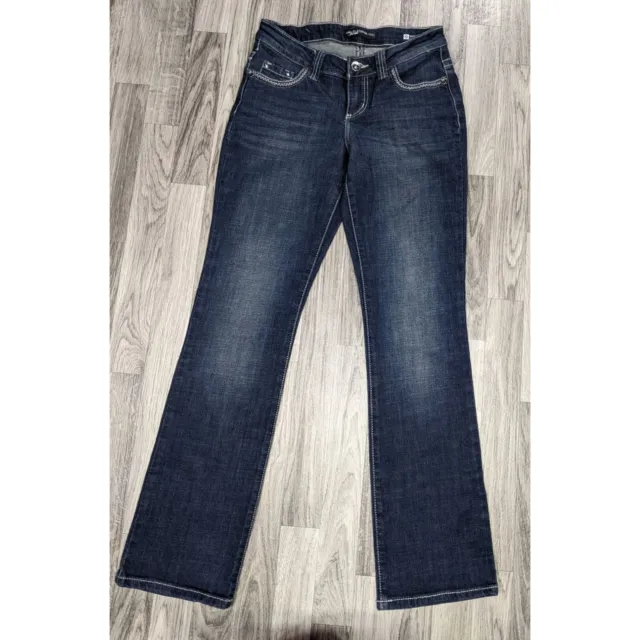 Lee Womens Size 4 Medium Mid Rise Bootcut Rhinestones Embroidered Denim Jeans