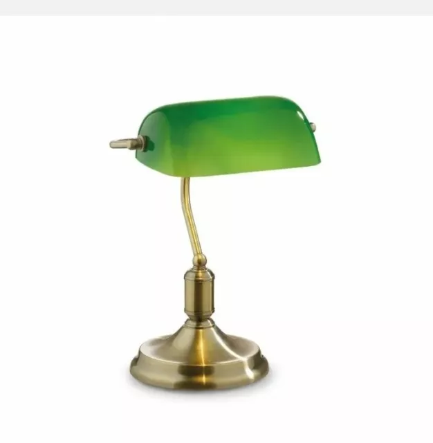 Lampada da tavolo per studio scrivania in ottone brunito vetro verde IDEAL LUX