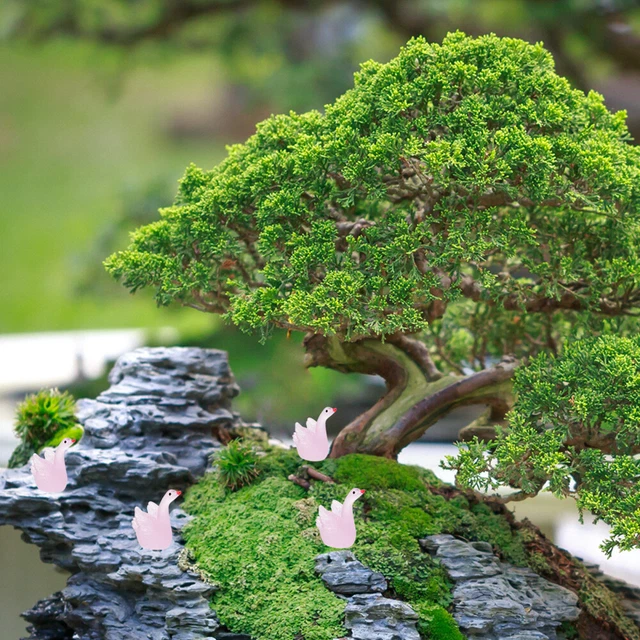 10 Pcs Ornement De Cygne Lumineux Résine Miniature Jardin Figurines