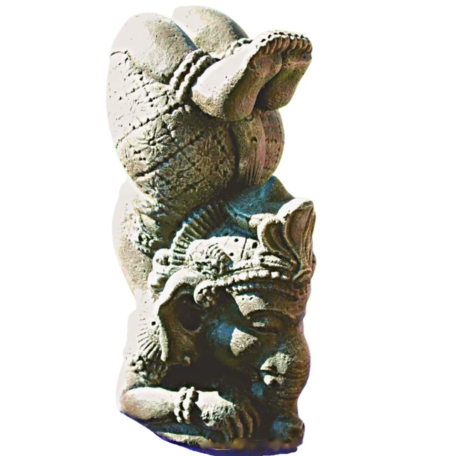 Yoga Pose Ganesha Garden Statue cast Lava stone Elephant God Sculpture Bali art