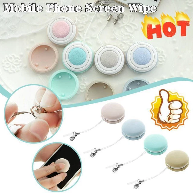 4pcs Macaron Shaped Mobile Phone Screen Lens Glasses Wipe Cleaning Candy Color