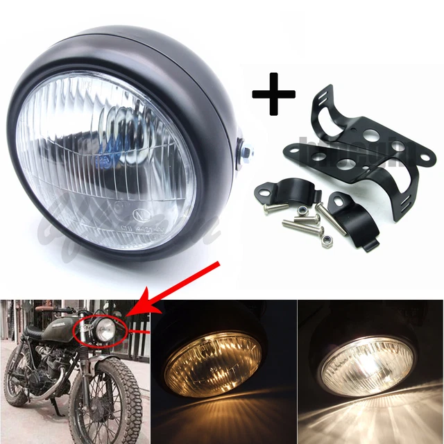 MOTORCYCLE HEADLIGHT LAMP Beam Hi/Lo Front Lights + Headlight Fire