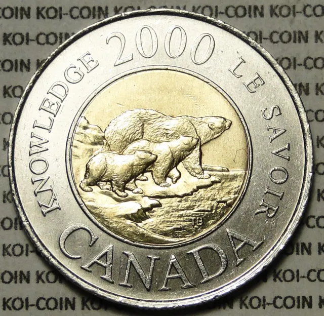 Canada 2000 $2 dollar "knowledge/le savoir" toonie coin lightly circulated