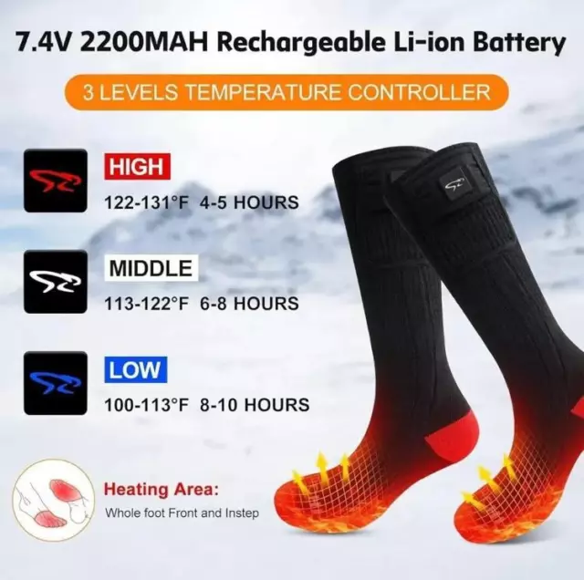 BARCHI HEAT Heated Socks for Men and Women, Rechargeable Winter Foot Warmers 2