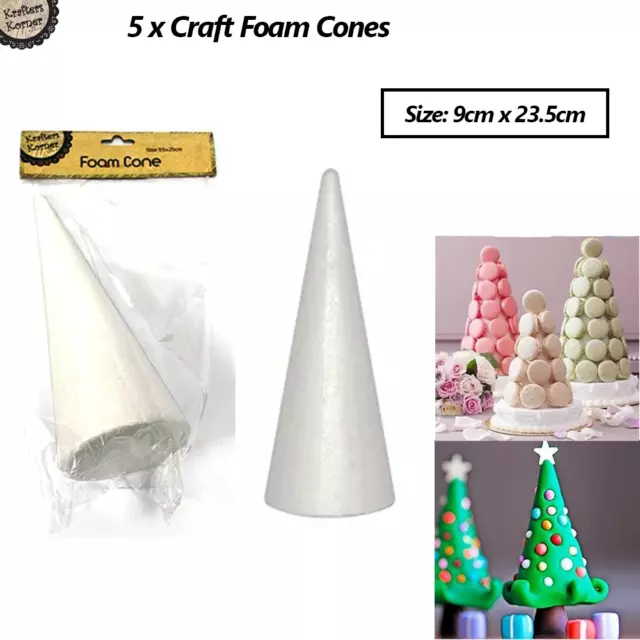 5pcs Foam Cones Craft Polystyrene Form Arts Modelling Decorating School Projects