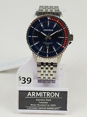 Armitron 20/5421NVSVWM Men's Stainless Steel Silver-Tone Analog Watch