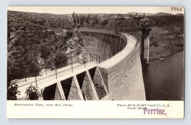 Postcard California San Diego CA Sweetwater Dam 1910s Unposted Blank Thin Paper