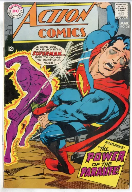 Action Comics #361 VF- 7.5  2nd app. Parasite  Superman  DC  1968  No Reserve