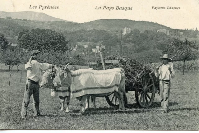 Postcard Les Pyrenees Au Basque Country Peasants / Basque Beef Coupling