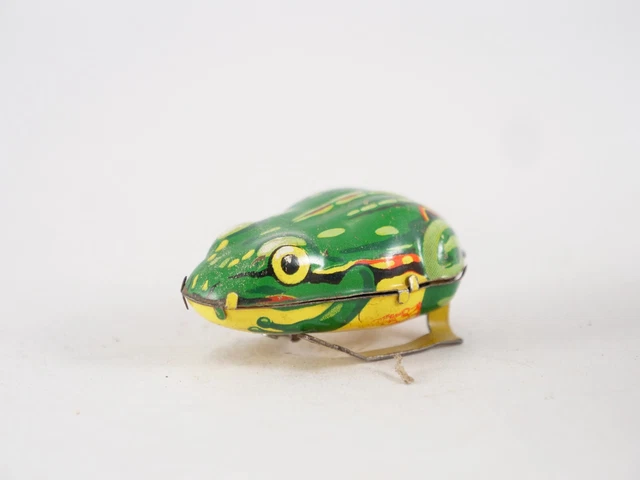 Jouet Ancien Grenouille Mécanique En Tôle - Fabrication Allemande - Collection Vintage - Neuf Dans Son Emballage