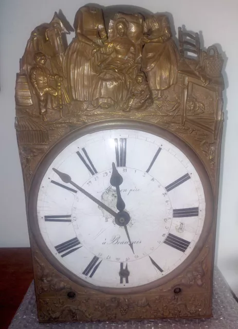 Rare Horloge Comtoise 4 Cloches Calendrier Marque Jours Orologio Clock 4 Bells 2
