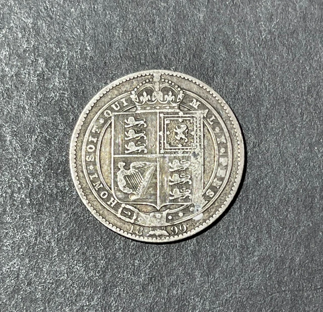 1890 Great Britain One Shilling Silver Coin