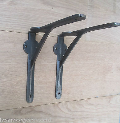 PAIR of cast iron vintage old english wall mounted shelf support brackets